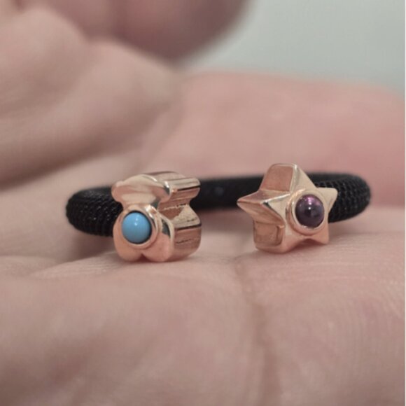 Tous Super Power Open Ring In Steel and Rose Vermeil Silver Size 7 - Picture 1 of 1